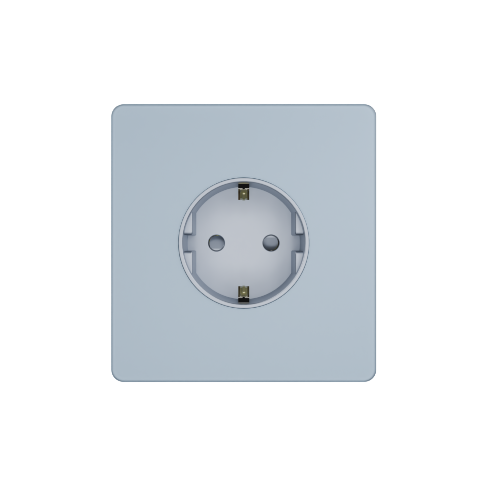 Systeme Infinity, Розетка 2К+З  (250В, 16А, защитные шторки), FSE001145, Стальное небо