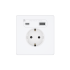 Systeme Infinity, Розетка 2К+З  и зарядным устройствомUSB А+С 20Вт (250В, 16А, защитные шторки), FSE000132, Арктический лед