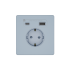 Systeme Infinity, Розетка 2К+З  и зарядным устройствомUSB А+С 20Вт (250В, 16А, защитные шторки), FSE001132, Стальное небо