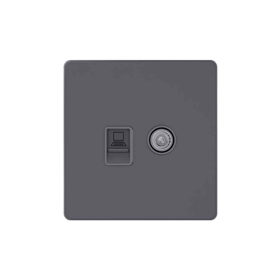 Systeme Infinity, Розетка информационная TV/FM и кат.5е, FSE000789, Вулканический пепел